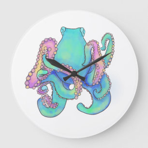 Oktopus Große Wanduhr