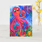 Oktopus-Grußkarte Karte (Gelbe Blume)