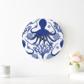 Oktopus (heller Hintergrund) Große Wanduhr (Zuhause)