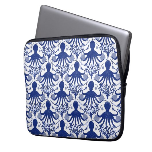 Oktopus (heller Hintergrund) Laptopschutzhülle (Vorderseite Links)