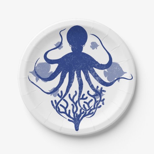 Oktopus (heller Hintergrund) Pappteller (Vorderseite)