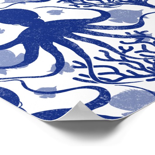 Oktopus (heller Hintergrund) Poster (Ecke)