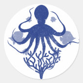 Oktopus (heller Hintergrund) Runder Aufkleber (Vorderseite)