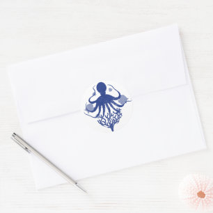 Oktopus (heller Hintergrund) Runder Aufkleber