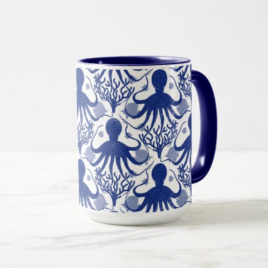Oktopus (heller Hintergrund) Tasse (VorderseiteRechts)