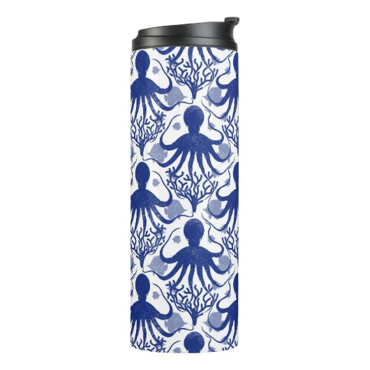 Oktopus (heller Hintergrund) Thermosbecher (Nach links gedreht)