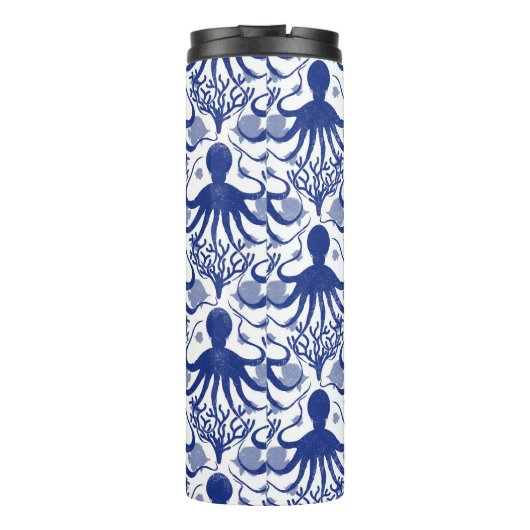 Oktopus (heller Hintergrund) Thermosbecher (Rückseite)