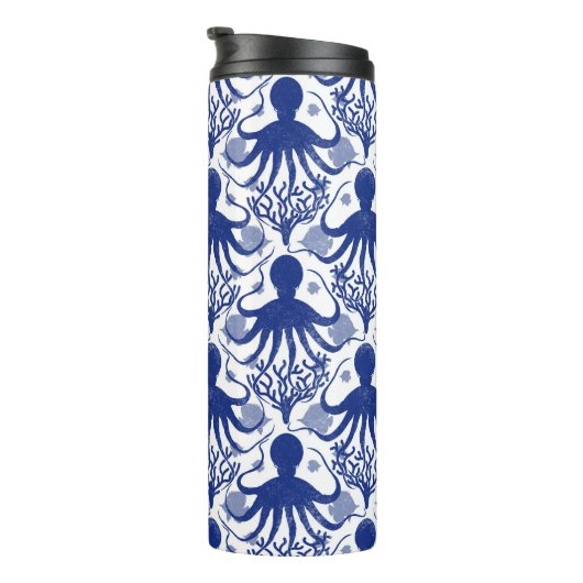 Oktopus (heller Hintergrund) Thermosbecher (Nach rechts gedreht)