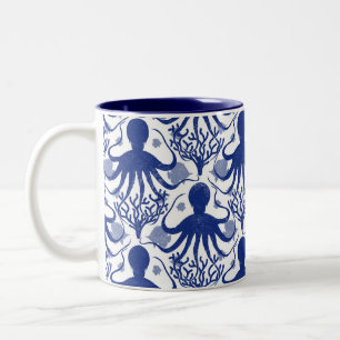 Oktopus (heller Hintergrund) Zweifarbige Tasse