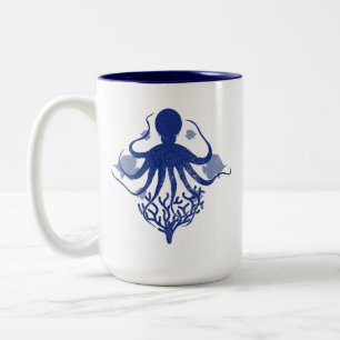 Oktopus (heller Hintergrund) Zweifarbige Tasse