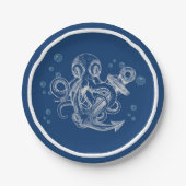 Oktopus Holding Anchor Pappteller (Vorderseite)
