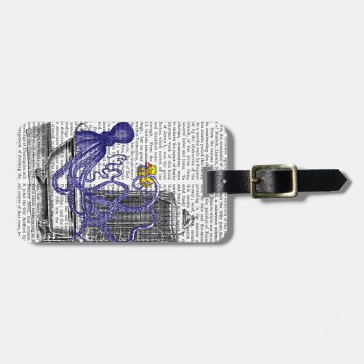 Oktopus im Bad 2 Gepäckanhänger (Vorderseite horizontal)