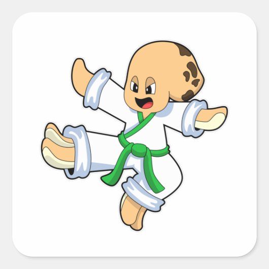 Oktopus im Karate der Kampfkünste Quadratischer Aufkleber (Vorderseite)