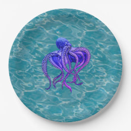 Oktopus im Wasser Pappteller