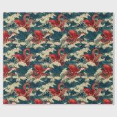 Oktopus in den Meereswellen Geschenkpapier (Flach)