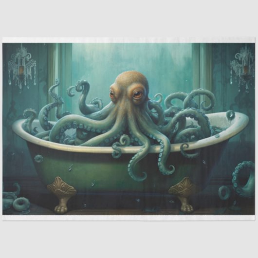 Oktopus in der Badewanne 1 Dekoupage Seidenpapier (Vorderseite)