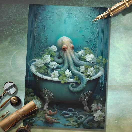 Oktopus in der Badewanne 5 Dekoupage Seidenpapier