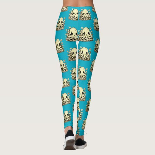 Oktopus in der Blume Süße Tier-Design Leggings (Rückseite)