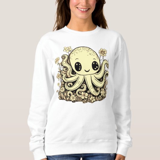 Oktopus in der Blume Süße Tier-Design Sweatshirt (Vorderseite)