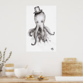 Oktopus in einem Hutposter Poster (Küche)