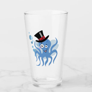 Oktopus in einem Tophut und Monokel Glas