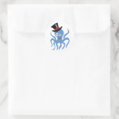 Oktopus in einem Tophut und Monokel Runder Aufkleber (Tasche)
