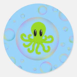 Oktopus in einer Blase Runder Aufkleber