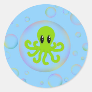 Oktopus in einer Blase Runder Aufkleber