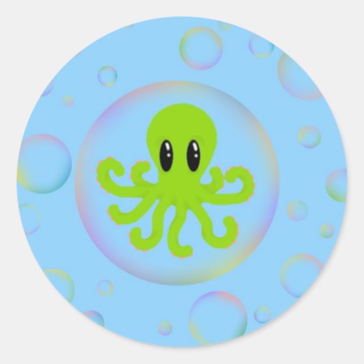 Oktopus in einer Blase Runder Aufkleber (Vorderseite)