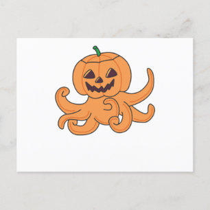 Oktopus in Kürbis Orangenkrak Halloween Postkarte