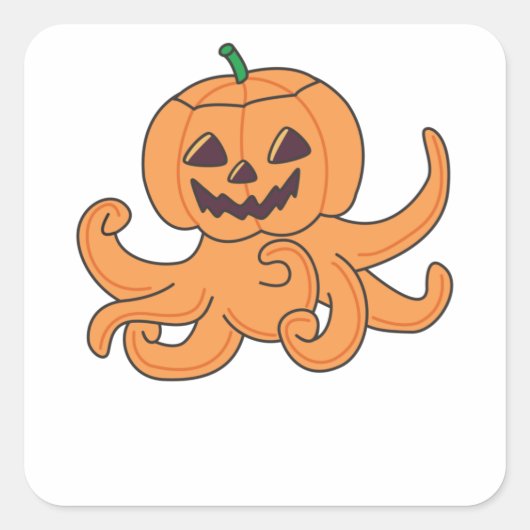 Oktopus in Kürbis Orangenkrak Halloween Quadratischer Aufkleber (Vorderseite)