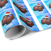 Oktopus in Weihnachtsmannmütze Geschenkpapier (Rolleneckpunkt)