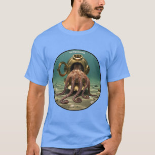 Oktopus Innerhalb eines Vintagen Tauchhelms URM T-Shirt