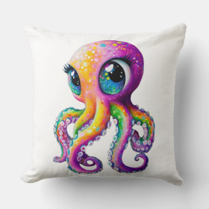 Oktopus Kawaii-Stil mit großen funkelnden Augen. Kissen