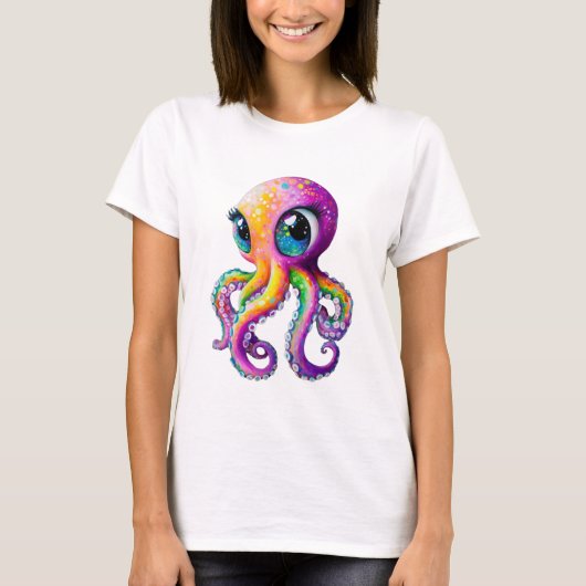 Oktopus Kawaii-Stil mit großen funkelnden Augen. T-Shirt (Vorderseite)