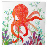Oktopus-Keramik-Tile (6" Quadrat) Fliese<br><div class="desc">Geeignet für Ihre Wand, um gerahmt zu sein, oder für ein Küchentrivet, ist diese Kachel ein vielseitiges Geschenk für andere oder sich selbst.</div>
