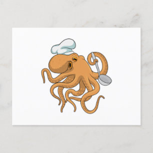 Oktopus Koch Chef Hut Postkarte