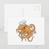 Oktopus Koch Chefhut Postkarte (Vorne/Hinten)