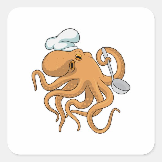 Oktopus Koch Quadratischer Aufkleber (Vorderseite)