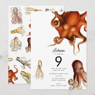 Oktopus Kopffüßer Ozean Tiere Geburtstag Einladung