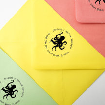 Oktopus Kurve Address Text Rubber Briefmarke