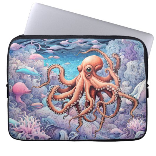 Oktopus Laptopschutzhülle (Vorderseite)