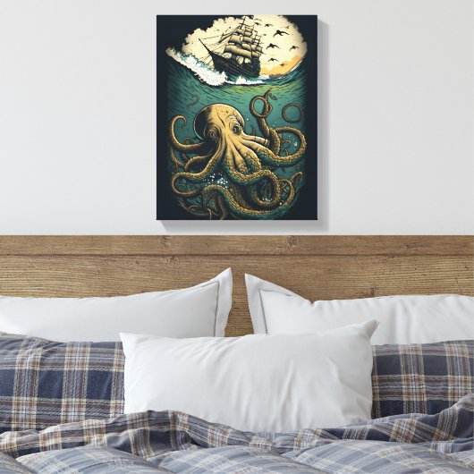 Oktopus Leinwanddruck (Insitu (Schlafzimmer))