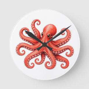 Oktopus Meer Leben Ozean Tier Design Runde Wanduhr