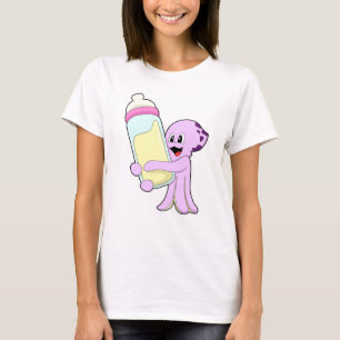 Oktopus mit Babyflasche Milch T-Shirt
