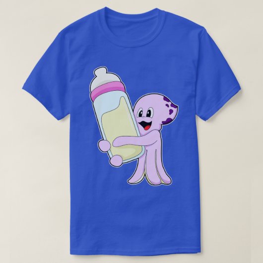 Oktopus mit Babyflasche Milch T-Shirt (Design vorne)