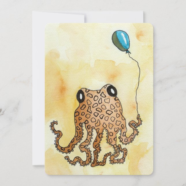 Oktopus mit Ballon-Flachkarte (Vorderseite)