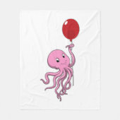 Oktopus mit Ballon Fleecedecke (Vorderseite)