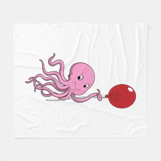 Oktopus mit Ballon Fleecedecke (Vorderseite (Horizontal))