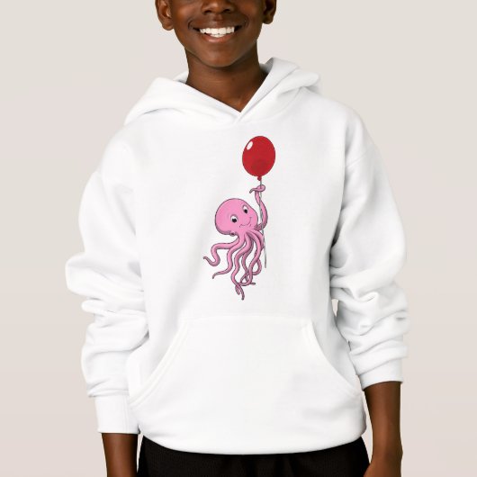 Oktopus mit Ballon Hoodie (Vorderseite)